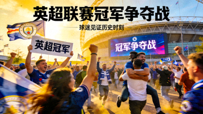 英超联赛冠军争夺战报道图片 - 球迷欢呼场景
